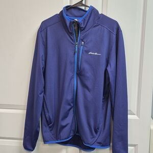 Eddie Bauer Men's Activator Grid Full-Zip Jacket Blue Pockets, Size Large